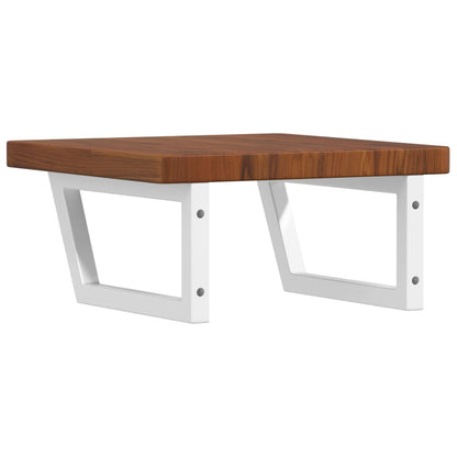 Badeværelseshylde Stål Og Massivt Egetræ Mørkebrun Og Hvid