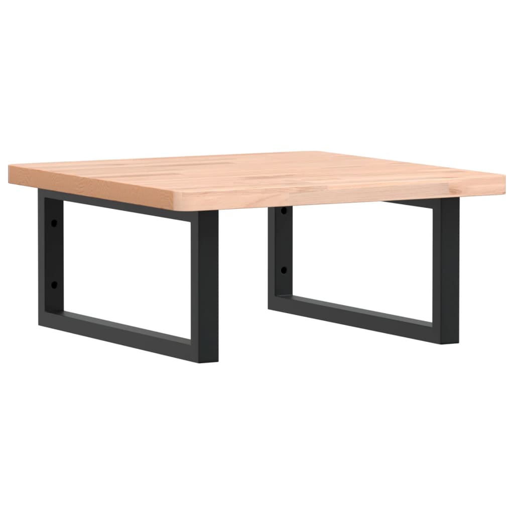 Badeværelseshylde Stål Og Massivt Bøgetræ Brun Og Sort