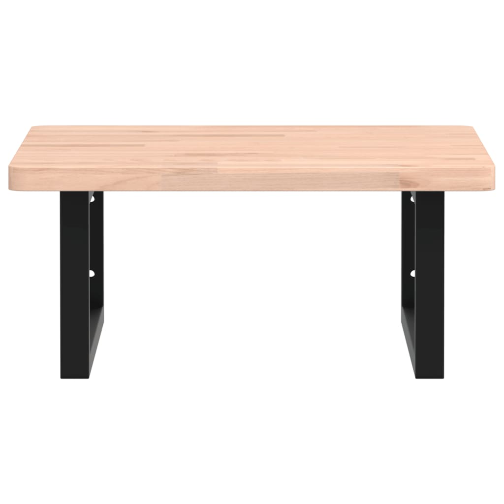 Badeværelseshylde Stål Og Massivt Bøgetræ Brun Og Sort