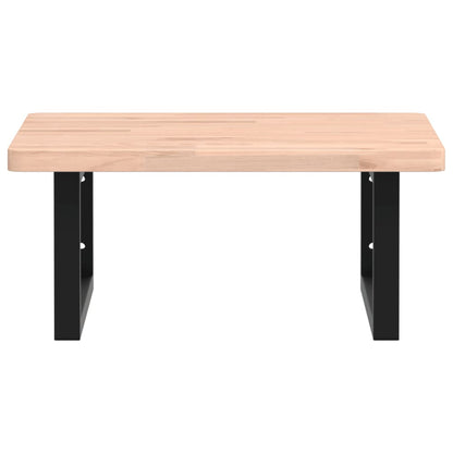 Badeværelseshylde Stål Og Massivt Bøgetræ Brun Og Sort