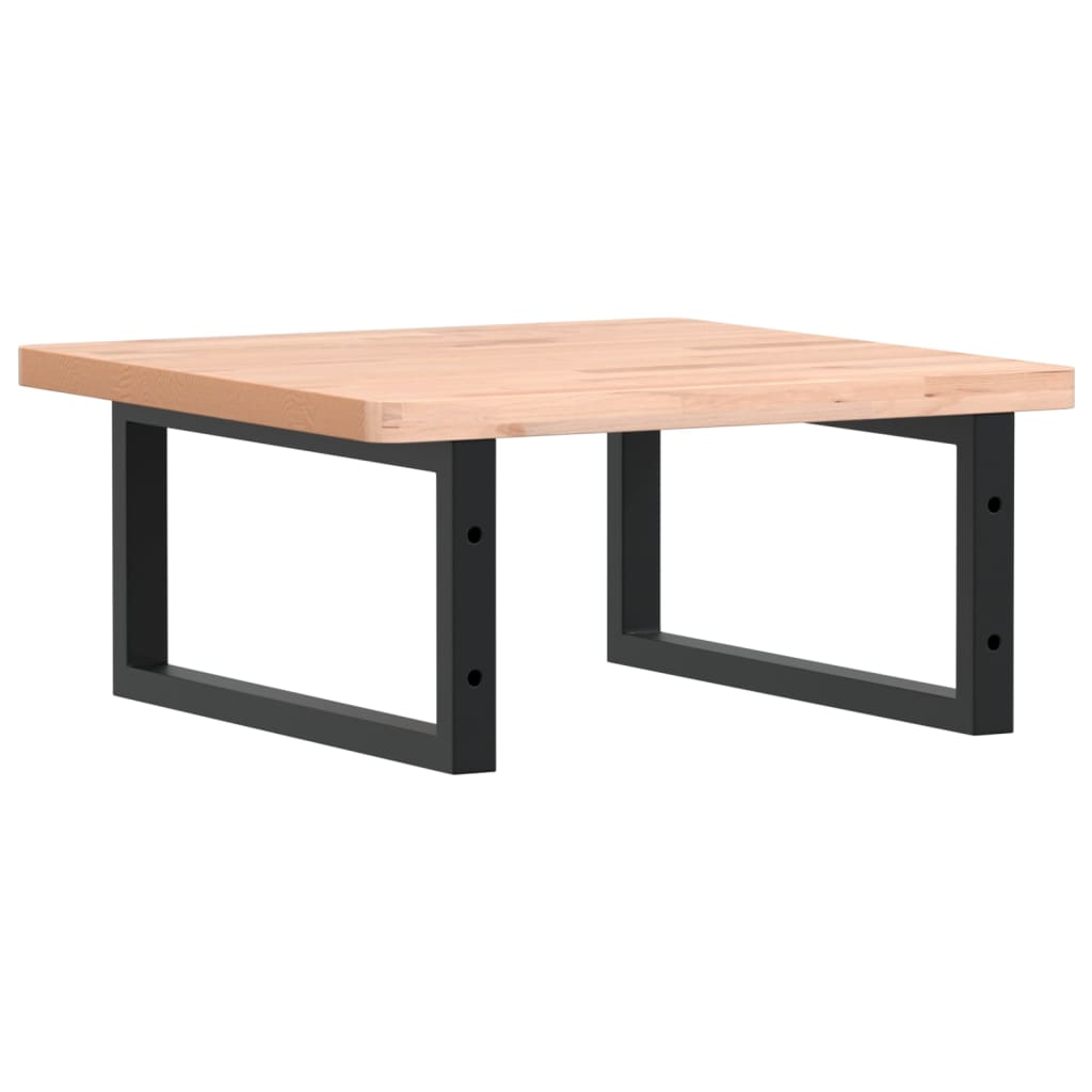 Badeværelseshylde Stål Og Massivt Bøgetræ Brun Og Sort