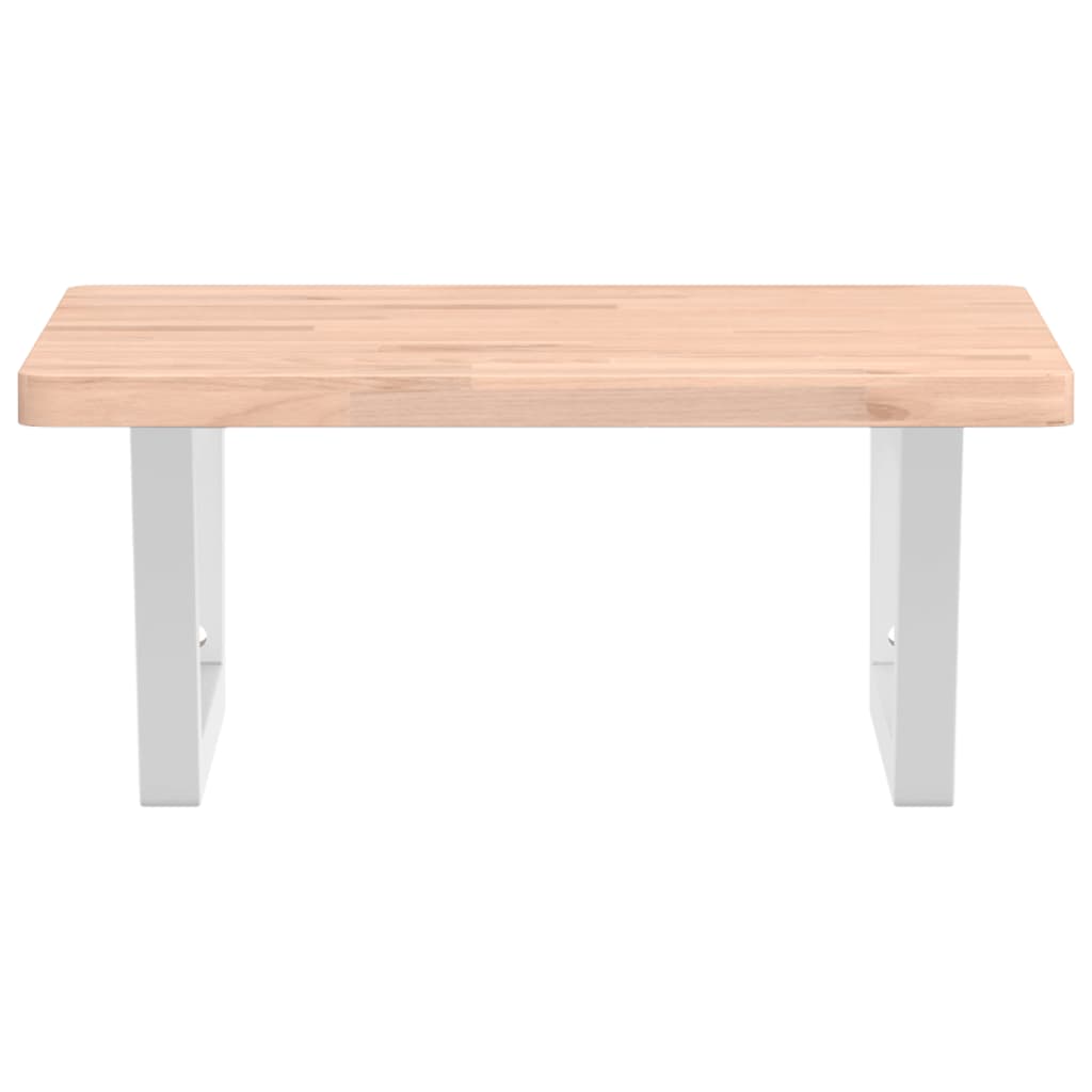 Badeværelseshylde Stål Og Massivt Bøgetræ Brun Og Hvid