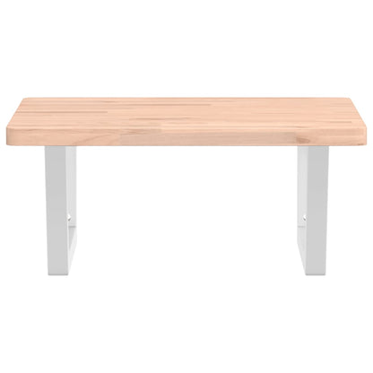 Badeværelseshylde Stål Og Massivt Bøgetræ Brun Og Hvid