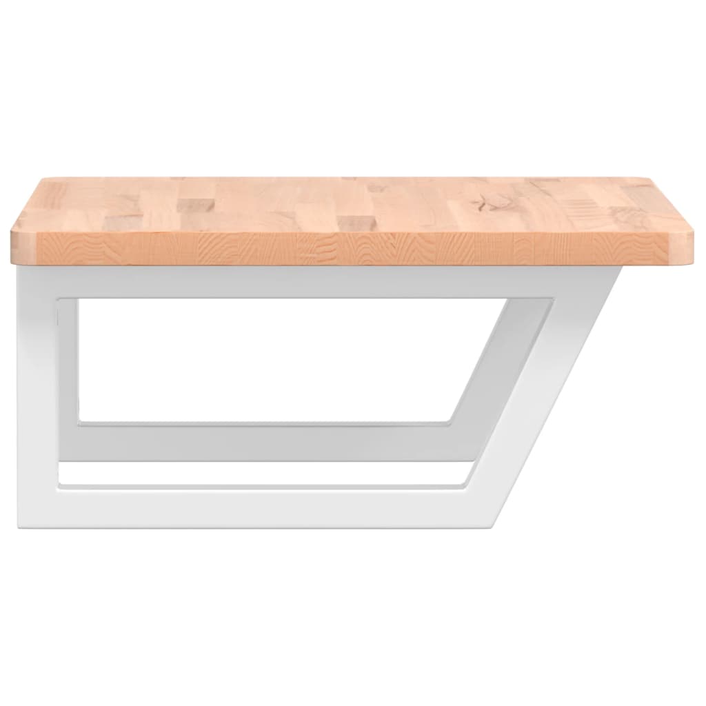 Badeværelseshylde Stål Og Massivt Bøgetræ Brun Og Hvid