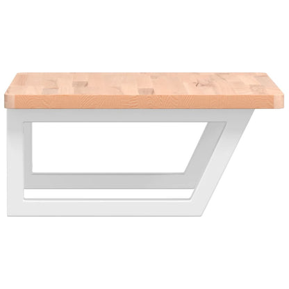 Badeværelseshylde Stål Og Massivt Bøgetræ Brun Og Hvid