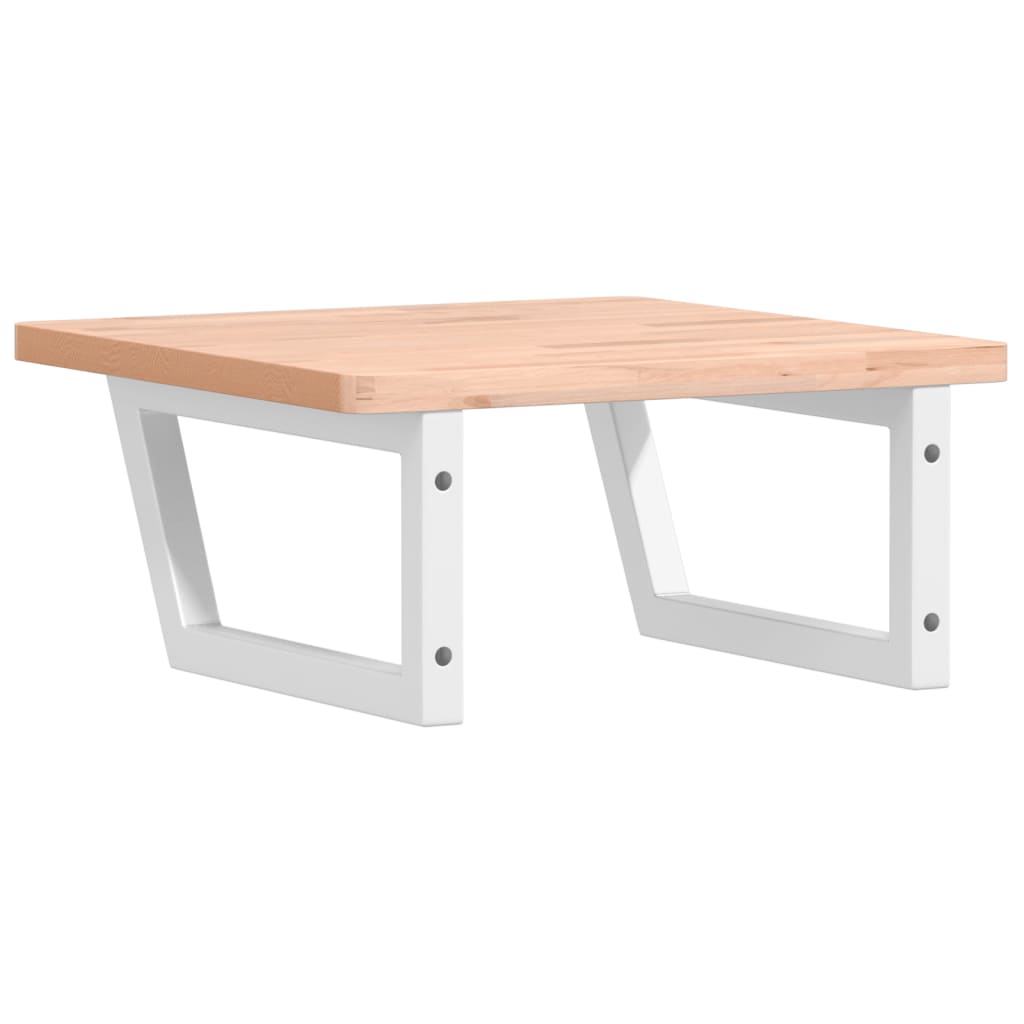 Badeværelseshylde Stål Og Massivt Bøgetræ Brun Og Hvid