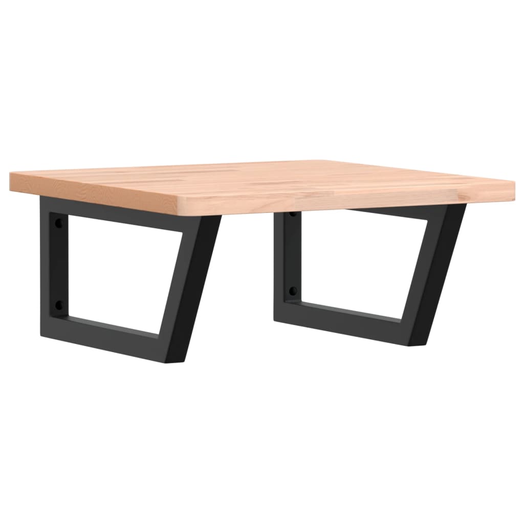 Badeværelseshylde Stål Og Massivt Bøgetræ Brun Og Sort