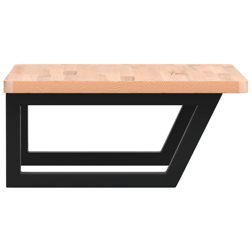 Badeværelseshylde Stål Og Massivt Bøgetræ Brun Og Sort