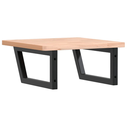 Badeværelseshylde Stål Og Massivt Bøgetræ Brun Og Sort