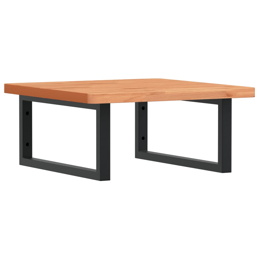 Badeværelseshylde Stål Og Massivt Bøgetræ Mørkebrun Og Sort