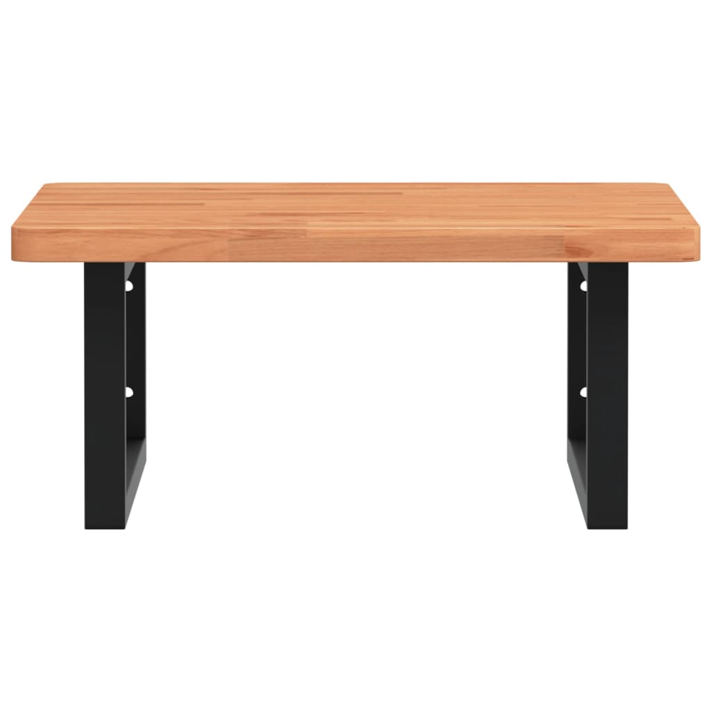 Badeværelseshylde Stål Og Massivt Bøgetræ Mørkebrun Og Sort