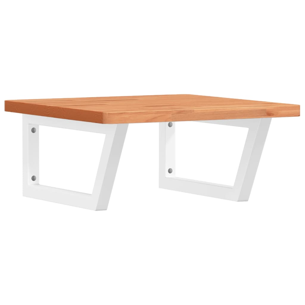 Badeværelseshylde Stål Og Massivt Bøgetræ Mørkebrun Og Hvid