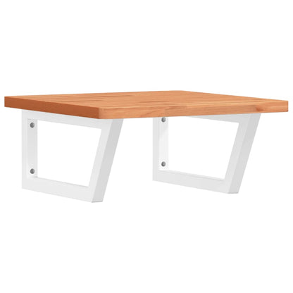 Badeværelseshylde Stål Og Massivt Bøgetræ Mørkebrun Og Hvid