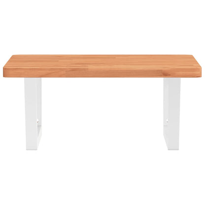 Badeværelseshylde Stål Og Massivt Bøgetræ Mørkebrun Og Hvid