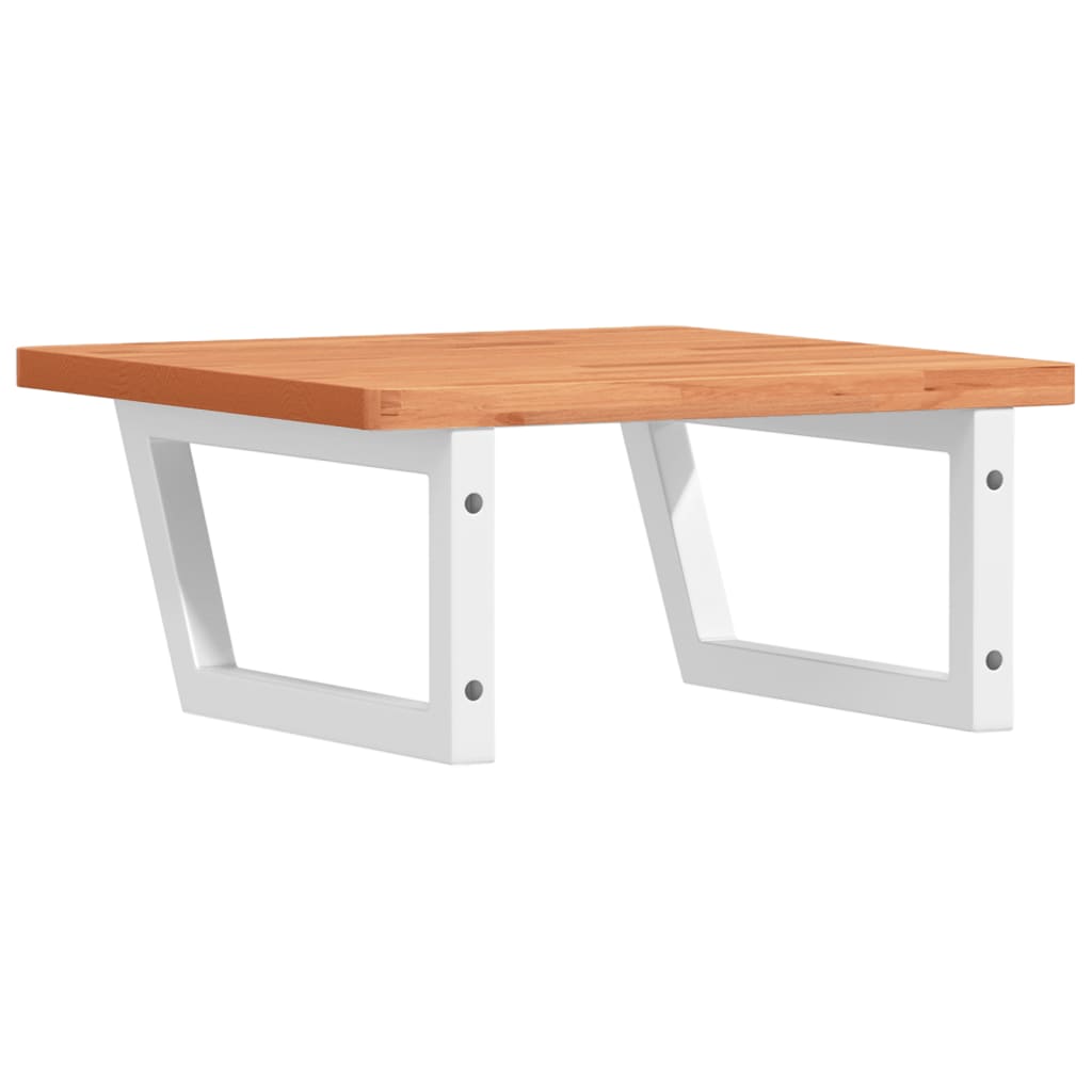 Badeværelseshylde Stål Og Massivt Bøgetræ Mørkebrun Og Hvid