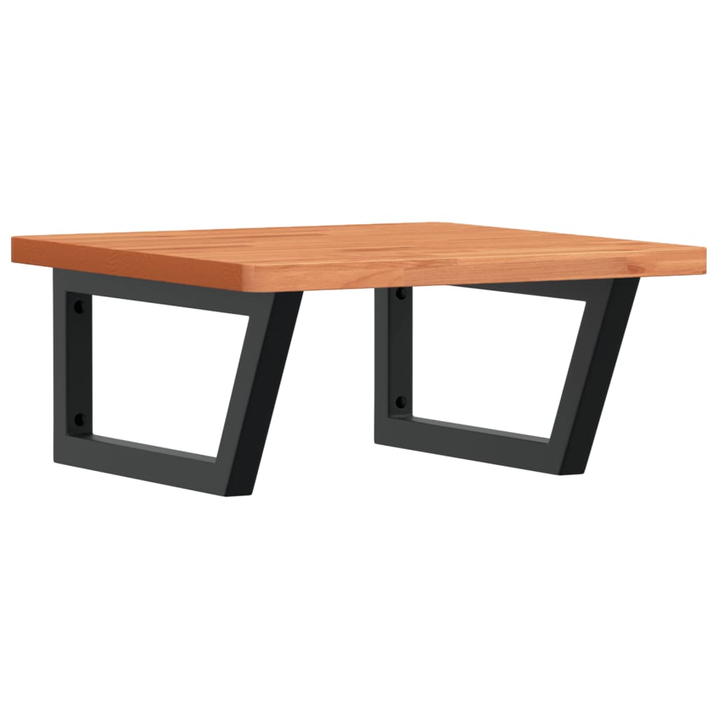 Badeværelseshylde Stål Og Massivt Bøgetræ Mørkebrun Og Sort