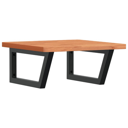 Badeværelseshylde Stål Og Massivt Bøgetræ Mørkebrun Og Sort