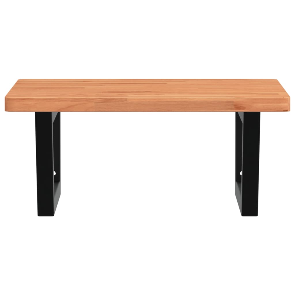 Badeværelseshylde Stål Og Massivt Bøgetræ Mørkebrun Og Sort