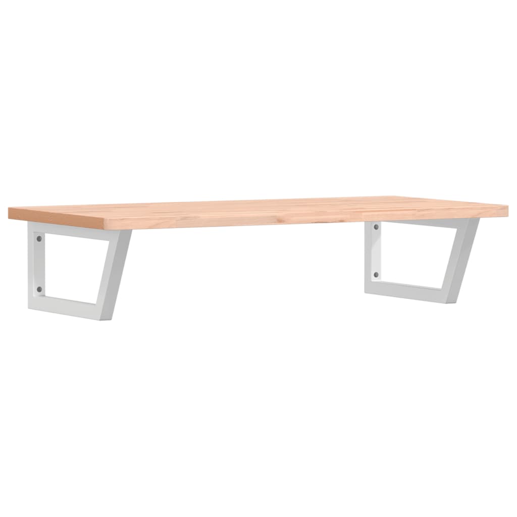 Badeværelseshylde Stål Og Massivt Bøgetræ Brun Og Hvid