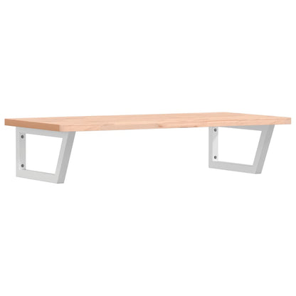 Badeværelseshylde Stål Og Massivt Bøgetræ Brun Og Hvid