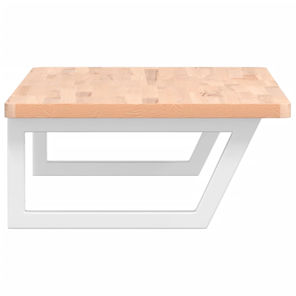 Badeværelseshylde Stål Og Massivt Bøgetræ Brun Og Hvid