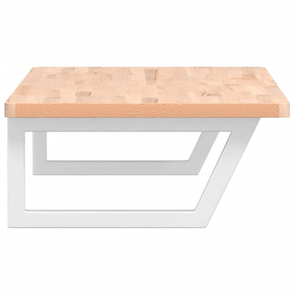 Badeværelseshylde Stål Og Massivt Bøgetræ Brun Og Hvid