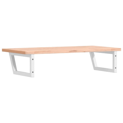 Badeværelseshylde Stål Og Massivt Bøgetræ Brun Og Hvid