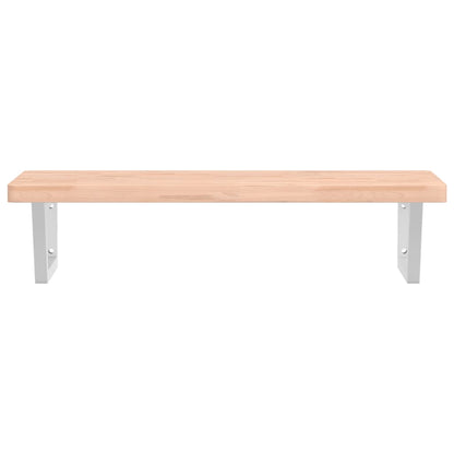 Badeværelseshylde Stål Og Massivt Bøgetræ Brun Og Hvid