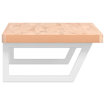 Badeværelseshylde Stål Og Massivt Bøgetræ Brun Og Hvid