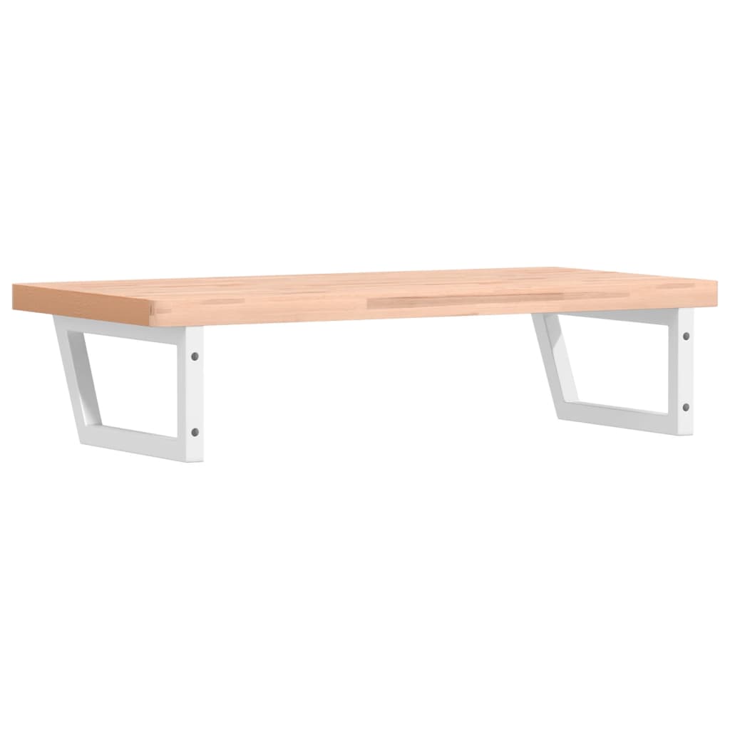 Badeværelseshylde Stål Og Massivt Bøgetræ Brun Og Hvid