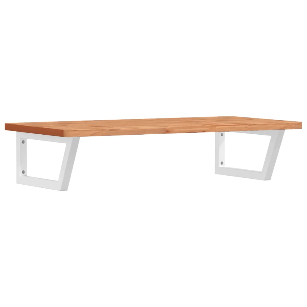 Badeværelseshylde Stål Og Massivt Bøgetræ Mørkebrun Og Hvid