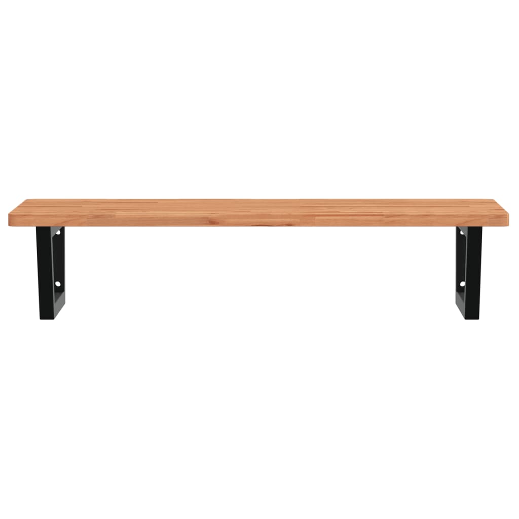 Badeværelseshylde Stål Og Massivt Bøgetræ Mørkebrun Og Sort