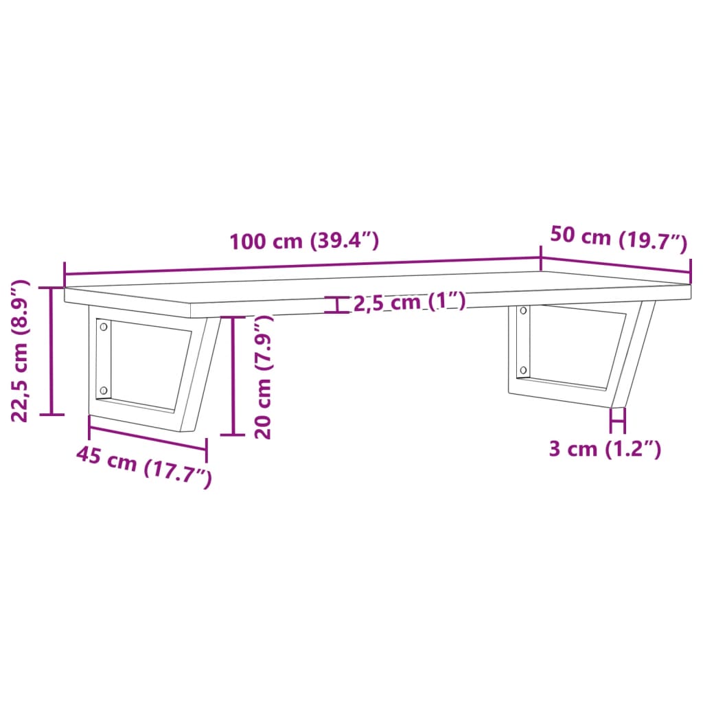 Badeværelseshylde Stål Og Massivt Bøgetræ Mørkebrun Og Sort