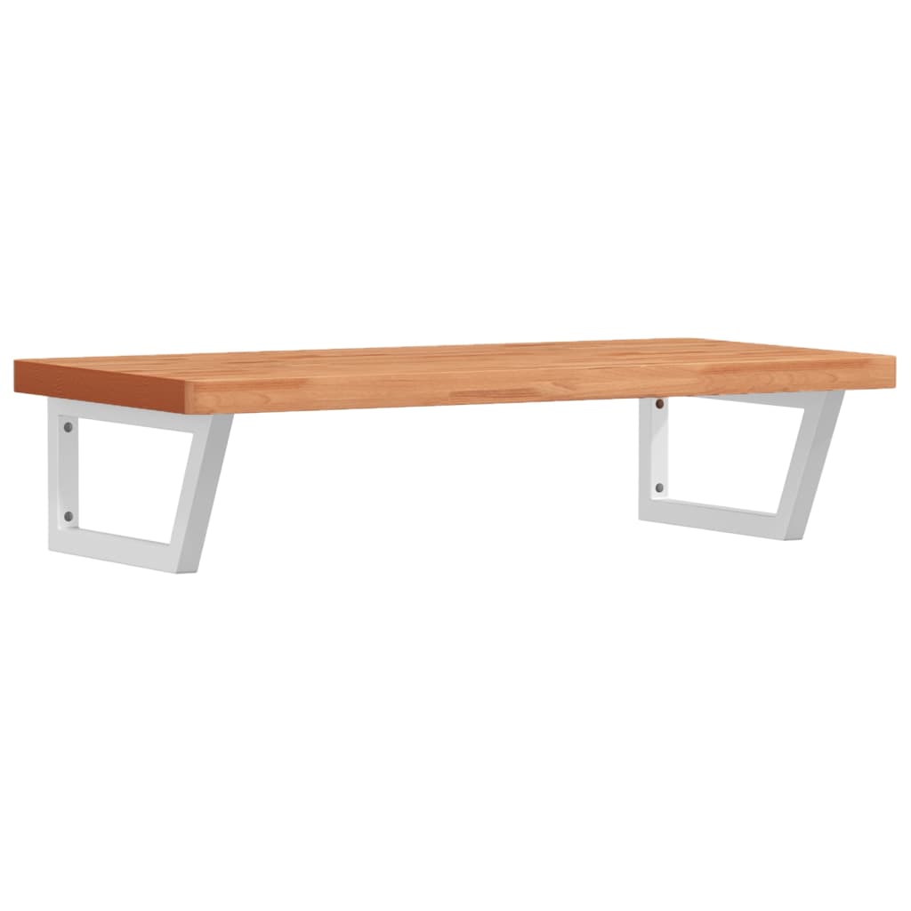 Badeværelseshylde Stål Og Massivt Bøgetræ Mørkebrun Og Hvid