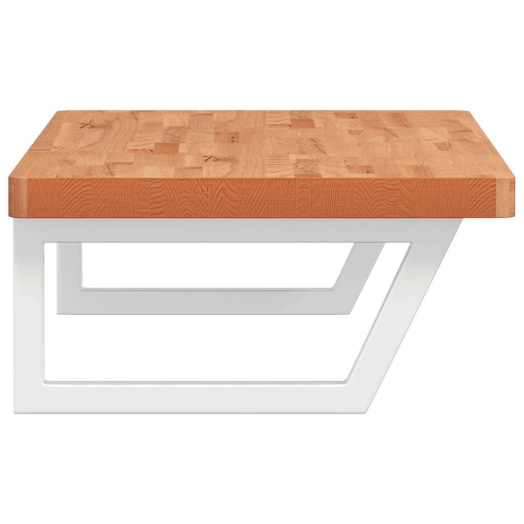 Badeværelseshylde Stål Og Massivt Bøgetræ Mørkebrun Og Hvid