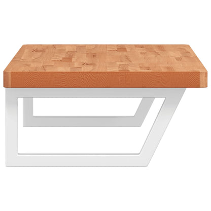 Badeværelseshylde Stål Og Massivt Bøgetræ Mørkebrun Og Hvid