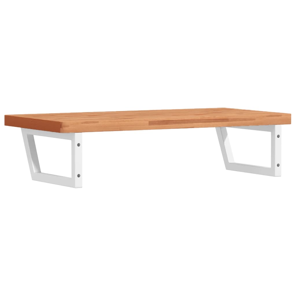 Badeværelseshylde Stål Og Massivt Bøgetræ Mørkebrun Og Hvid