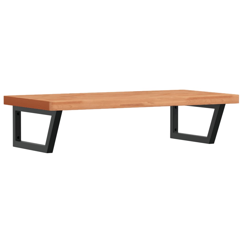 Badeværelseshylde Stål Og Massivt Bøgetræ Mørkebrun Og Sort