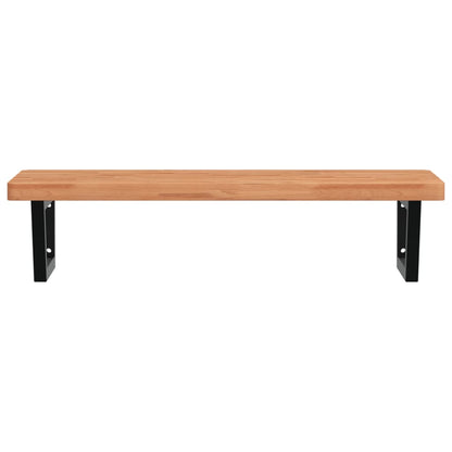 Badeværelseshylde Stål Og Massivt Bøgetræ Mørkebrun Og Sort