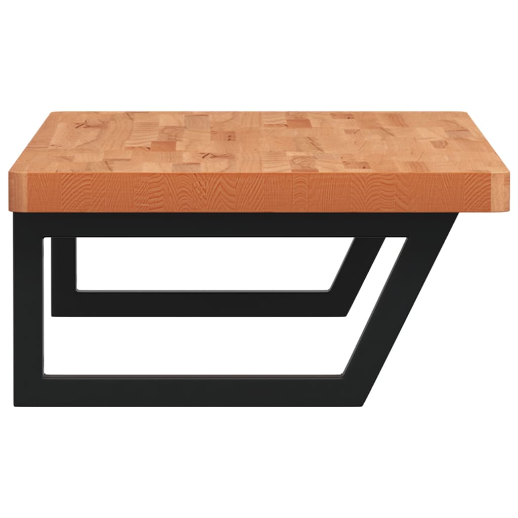 Badeværelseshylde Stål Og Massivt Bøgetræ Mørkebrun Og Sort