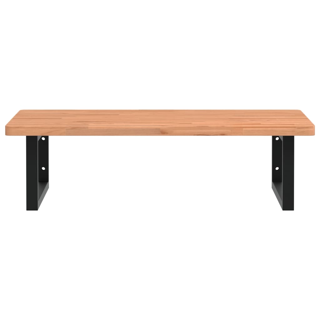 Badeværelseshylde Stål Og Massivt Bøgetræ Sort