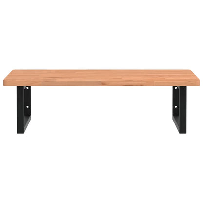 Badeværelseshylde Stål Og Massivt Bøgetræ Sort