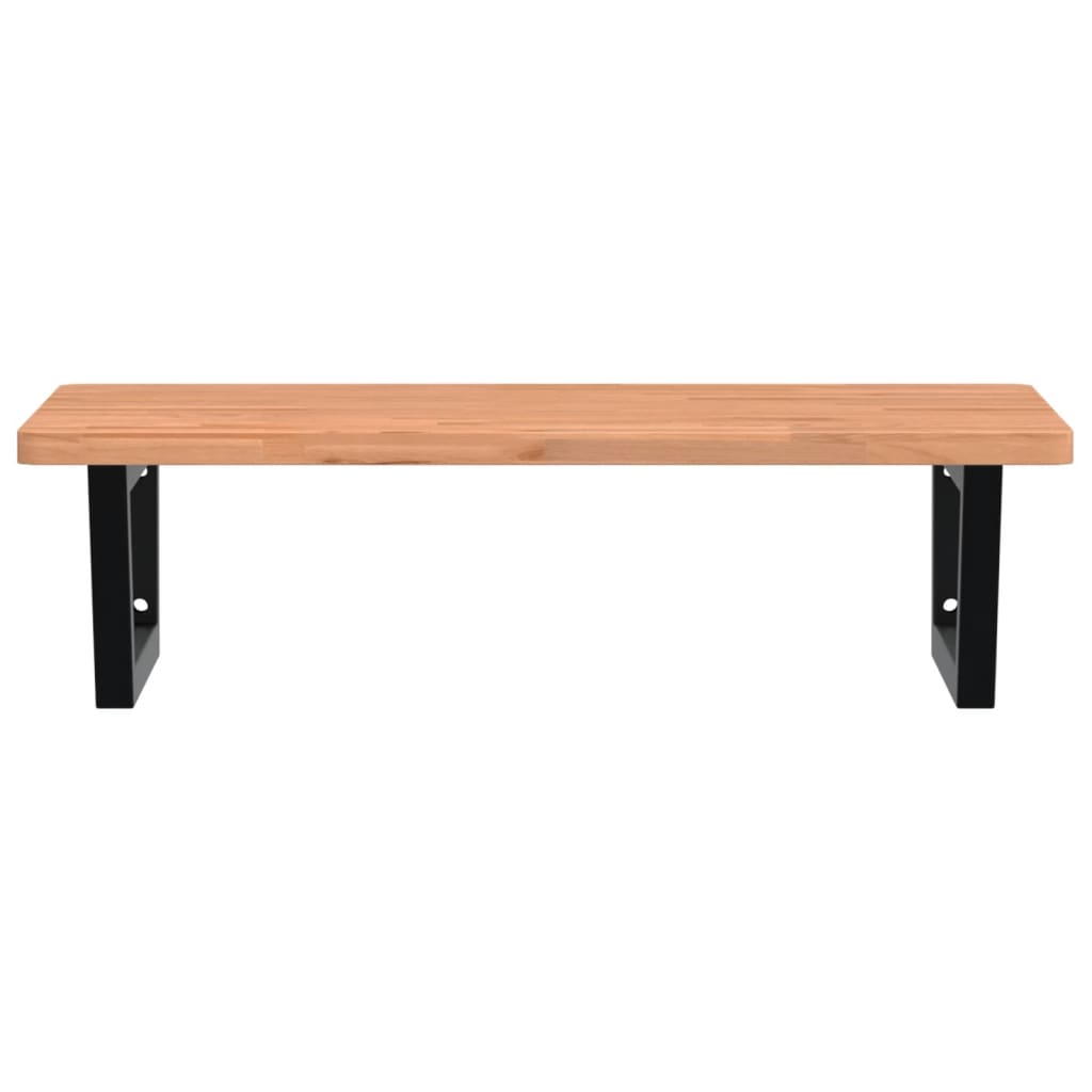 Badeværelseshylde Stål Og Massivt Bøgetræ Sort