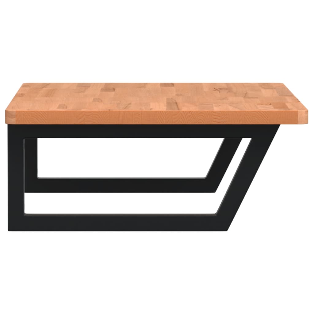 Badeværelseshylde Stål Og Massivt Bøgetræ Sort