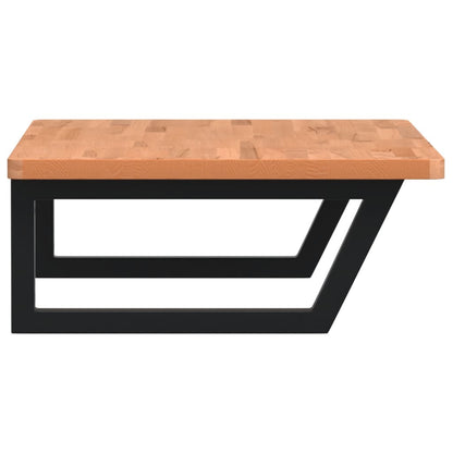 Badeværelseshylde Stål Og Massivt Bøgetræ Sort