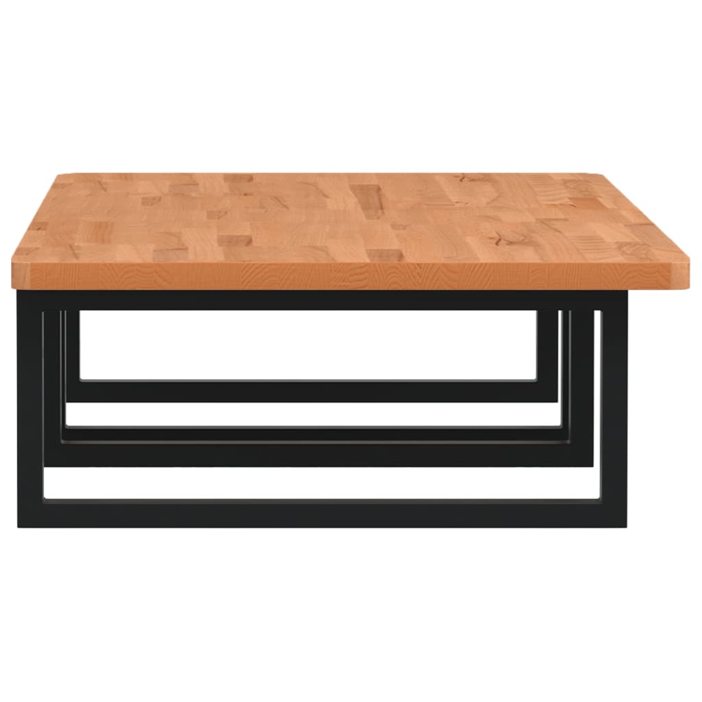 Badeværelseshylde Stål Og Massivt Bøgetræ Sort