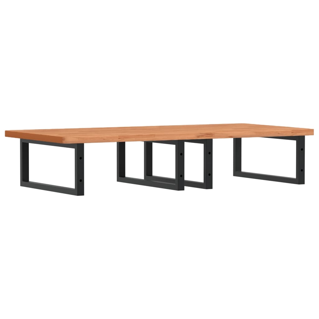 Badeværelseshylde Stål Og Massivt Bøgetræ Sort