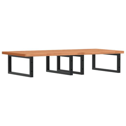 Badeværelseshylde Stål Og Massivt Bøgetræ Sort