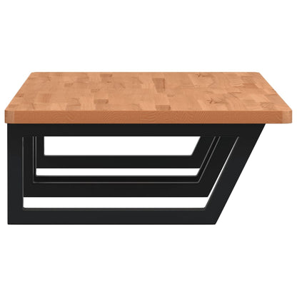 Badeværelseshylde Stål Og Massivt Bøgetræ Sort