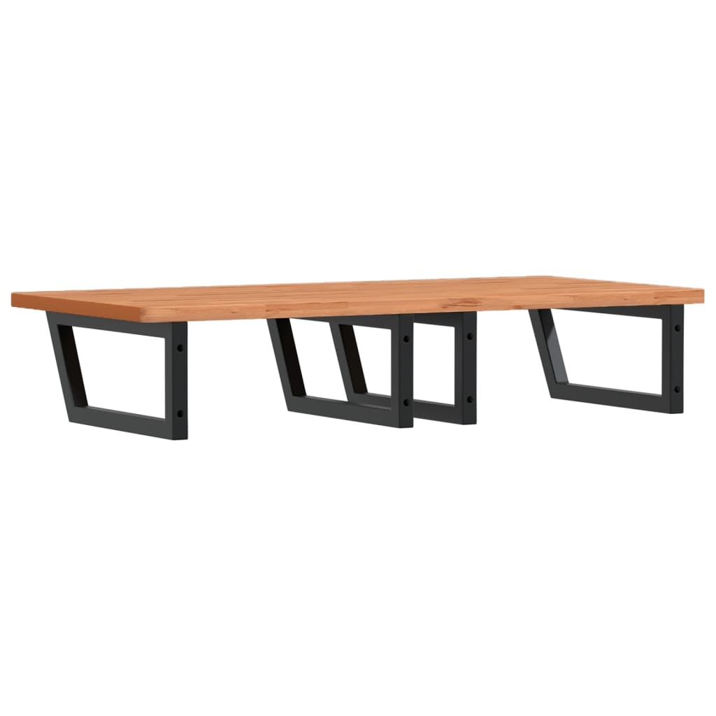 Badeværelseshylde Stål Og Massivt Bøgetræ Sort